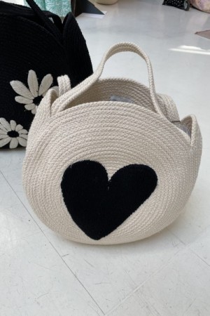 Fabienne Chapot Cream white 'Bonnie Heart Bag' bomull bag med hjerte 