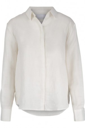 One & Other Ecru 'Thelma Shirt' linskjorte med skult lukning i front